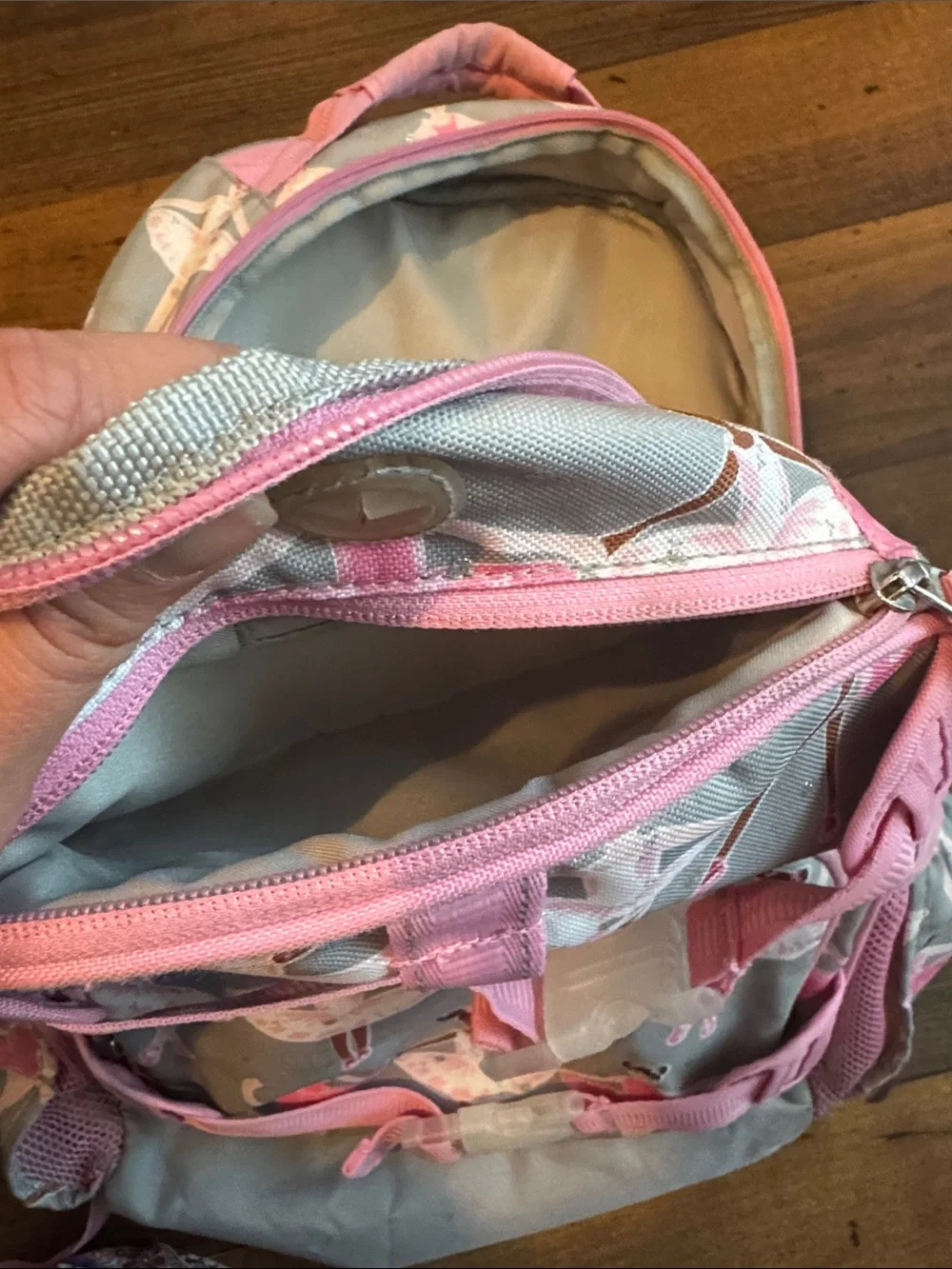 Pottery Barn Kids Pink and Gray Ballerina Backpack